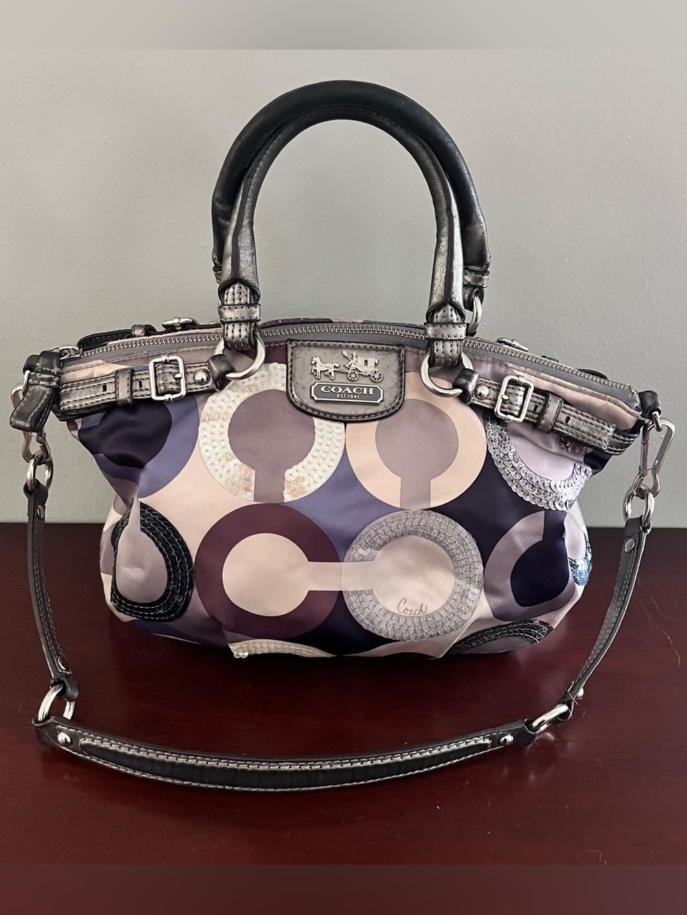 Coach Madison Sophia
Satchel 19179 Graphic Op
Art Sequin Multicolor Rare